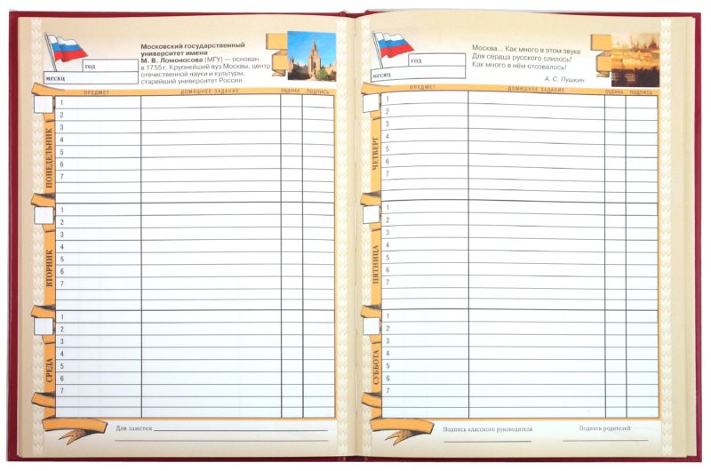 Дневник шаблон для заполнения