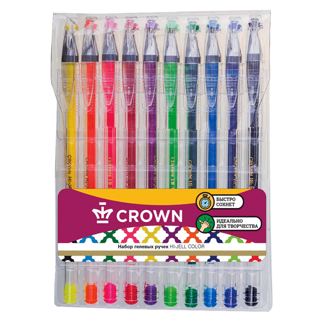 Ручки гелевые 10 шт. Crown набор гелевых ручек. crown hi-jell korea набор. hi jell crown цветные. ручки гелевые блестящие imm crown.