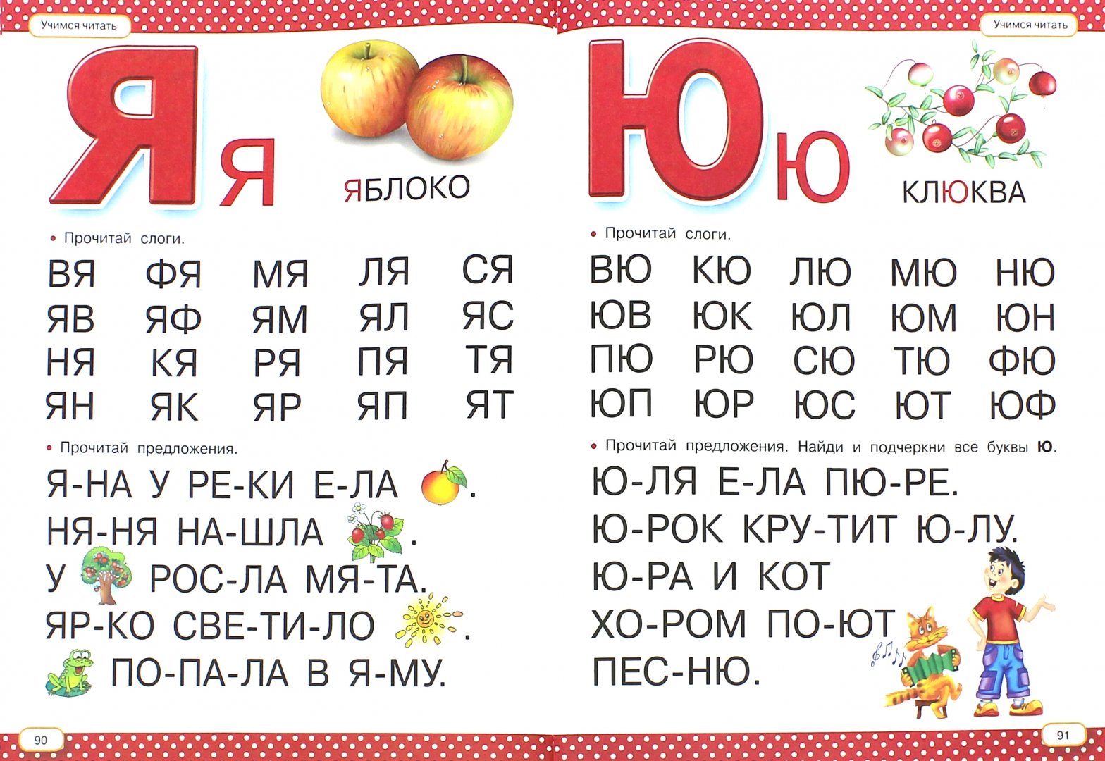 Слоговая таблица с буквой ю
