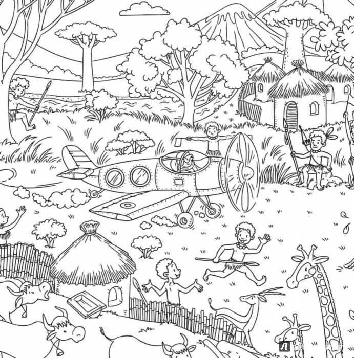 Большая раскраска для детей распечатать Книга: "Саванна. Большая карта-раскраска". Купить книгу, читать рецензии ISBN 46