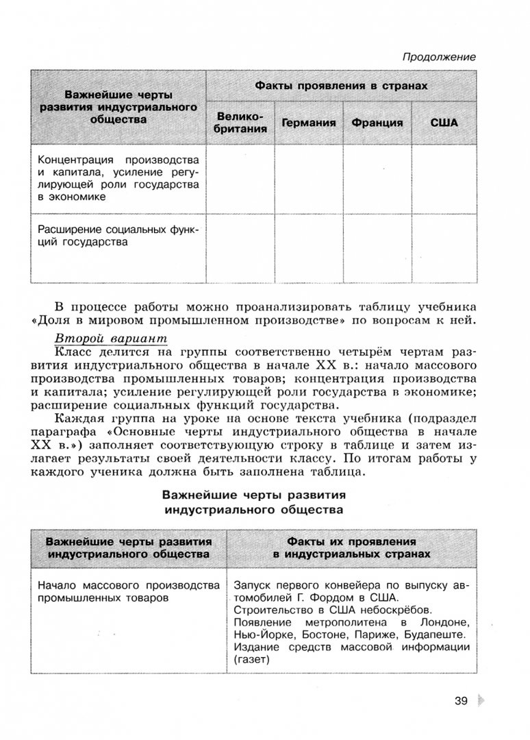 Время существования индустриального общества таблица
